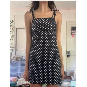 navy blue mimi chica polka dot shoulder tie dress women's XS